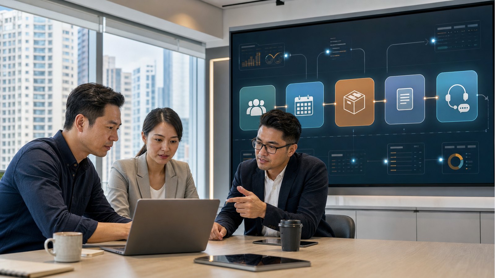 香港中小企團隊檢視 AI 系統整合流程，連接 CRM、預約、庫存、報價和客戶支援